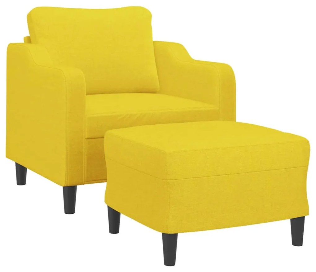 világossárga szövet kanapéfotel lábtartóval 60 cm
