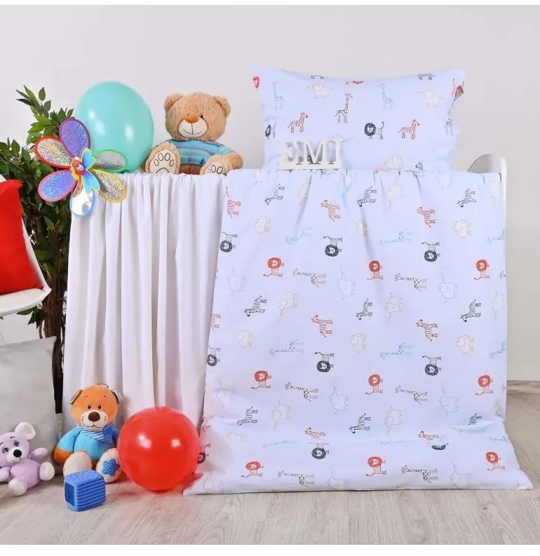 EMI Animals világoskék gyerek ágyneműhuzat, Kis hengeres párnahuzat