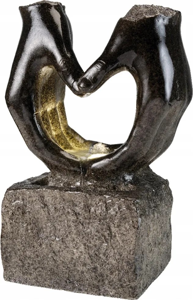 Kerti szökőkút Szív Összekötött LED-es tenyér, kő 26x36x53cm