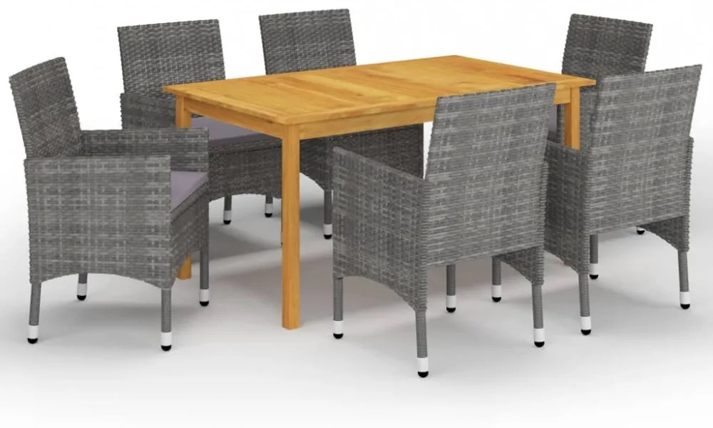 7 részes szürke kerti étkezőgarnitúra