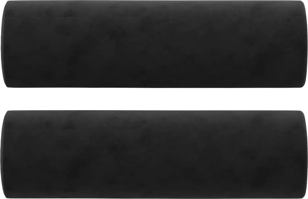 vidaXL 2 db fekete bársony díszpárna Ø15x50 cm