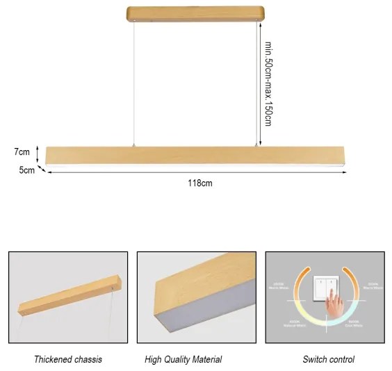 Brilagi - SLEEKLINE kábeles LED függőlámpa LED/40W/230V 3000/4500/6000K tölgy dekor
