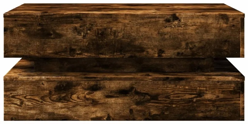 vidaXL füstös tölgy színű dohányzóasztal LED-lámpákkal 90x50x40 cm