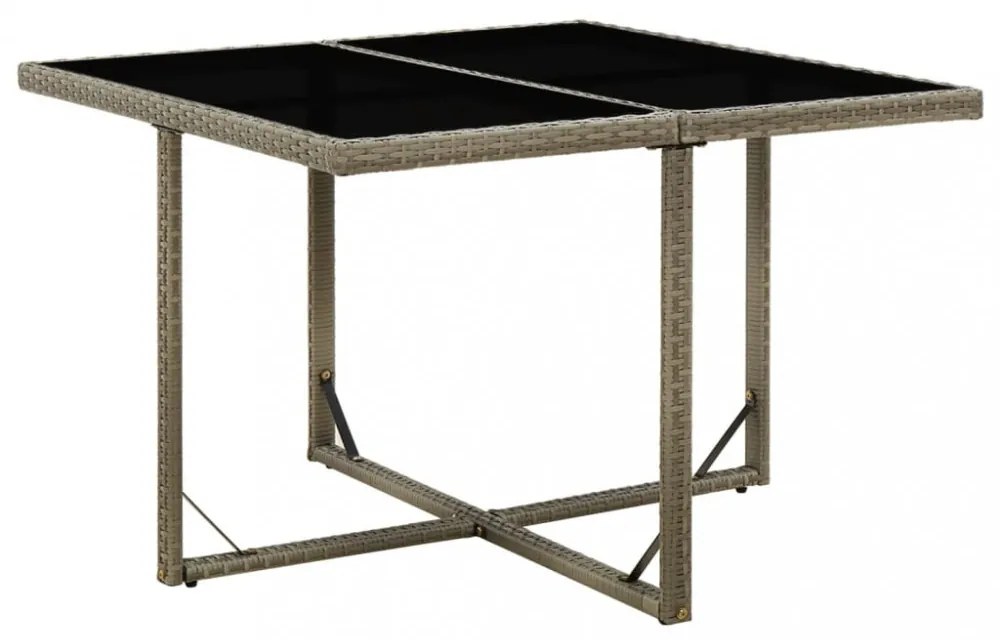 szürke polyrattan és üveg kerti asztal 109 x 107 x 74 cm