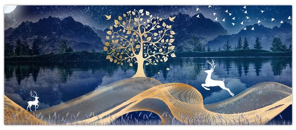 Szarvas képe teliholdkor (120x50 cm)