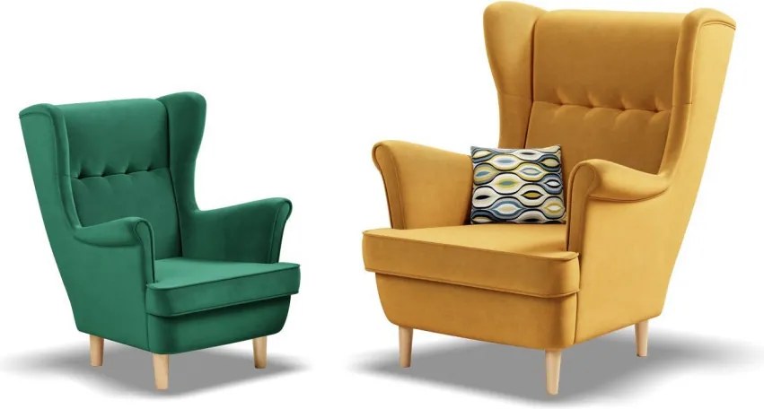 Uszak Mini fotel, bársony, zöld