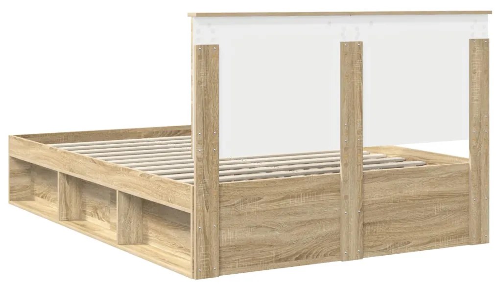 vidaXL Ágykeret fejtámlával Sonoma 160 x 200 cm Tömör fenyőfa