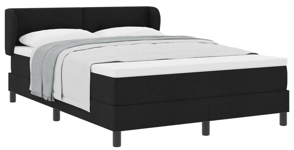 Boxspring Ágy Mattal Fekete 140x200 cm Szövet