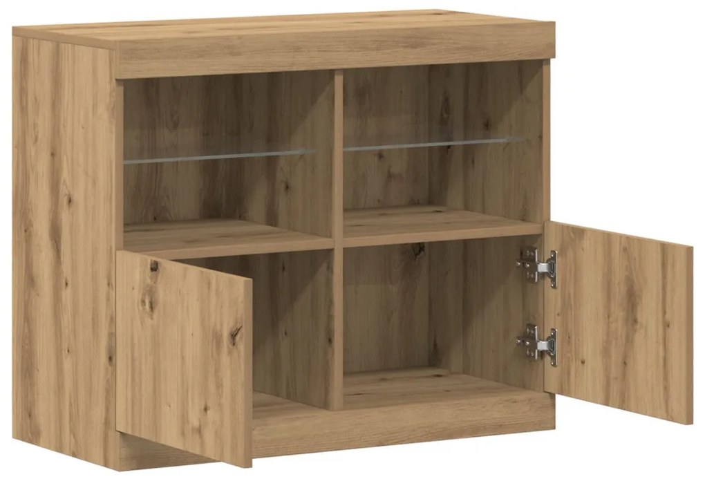 büfé LED világítással Kézműves tölgy 81x37x67 cm