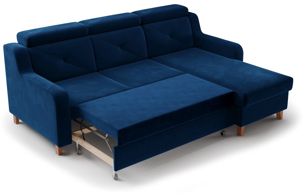 Laksaro sarokkanapé ágyfunkcióval jobb oldali - kék Trinity 31 bársony