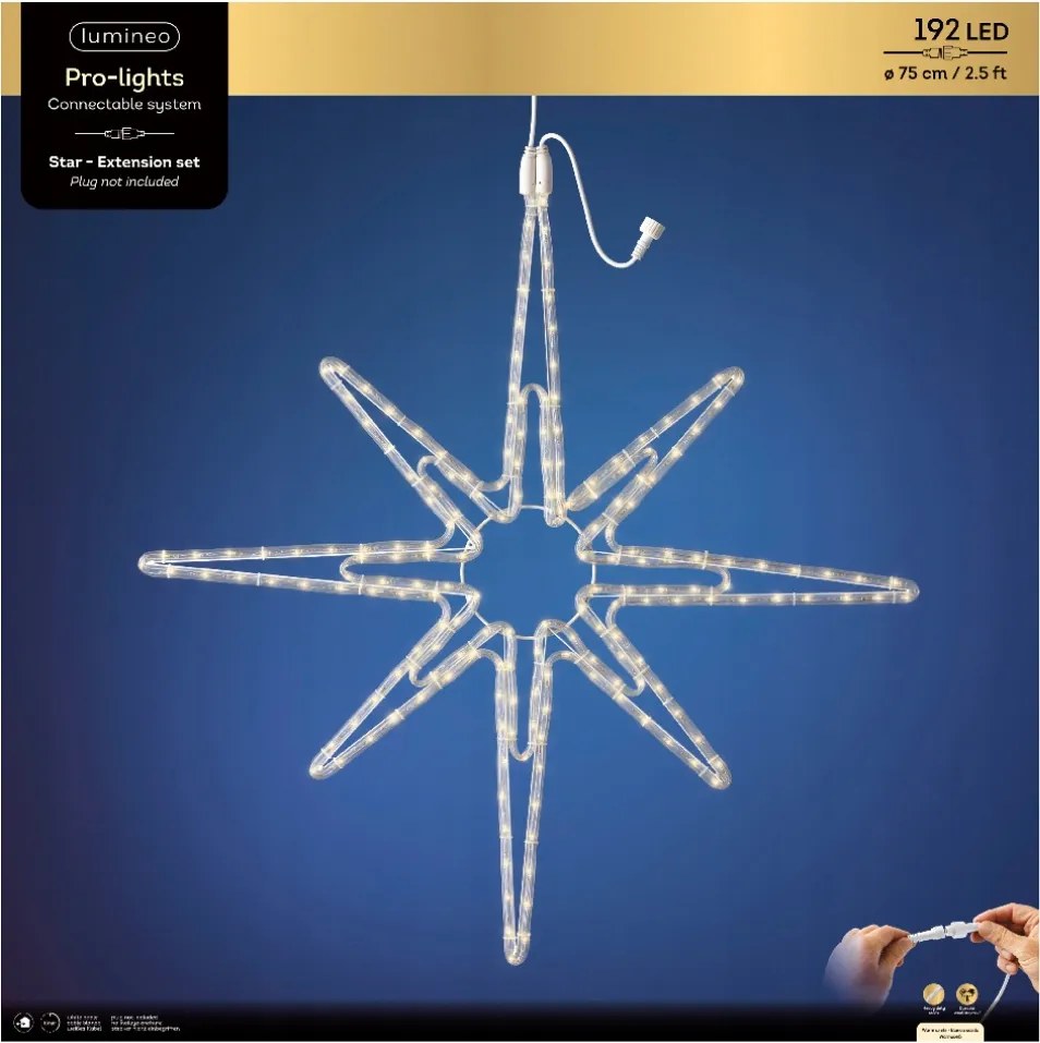 Csillag 192 LED-es kültéri meleg fehér fénydekoráció 75cm