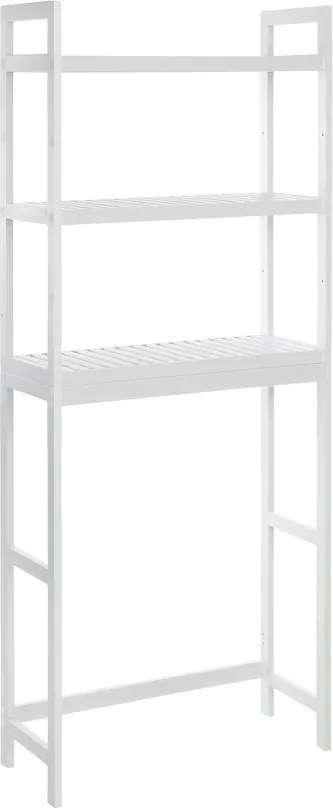 Mosógép feletti tárolószekrény, bambusz fürdőszoba szekrény, fehér 63x26x163cm
