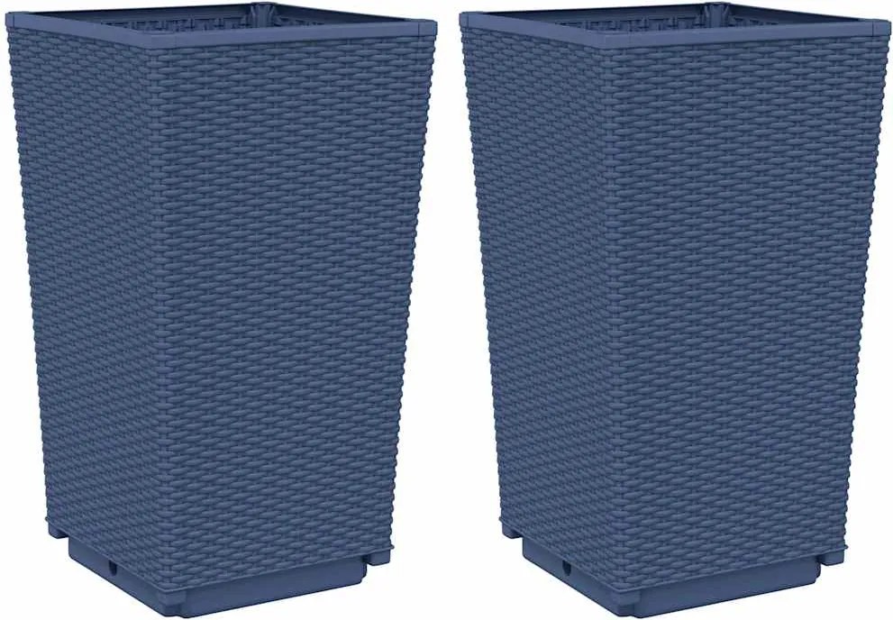 vidaXL 2 db kékszürke polipropilén kerti ültetőláda 32,5 x 32,5 x 57 cm