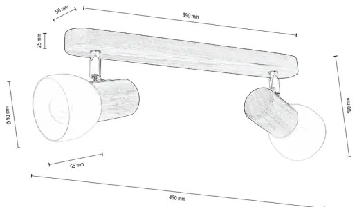 Spot-Light DO2225256 - NEL 2xE27/15W/230V mennyezeti spot borovi