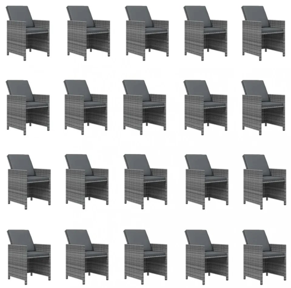 21 részes szürke polyrattan kerti étkezőgarnitúra párnákkal