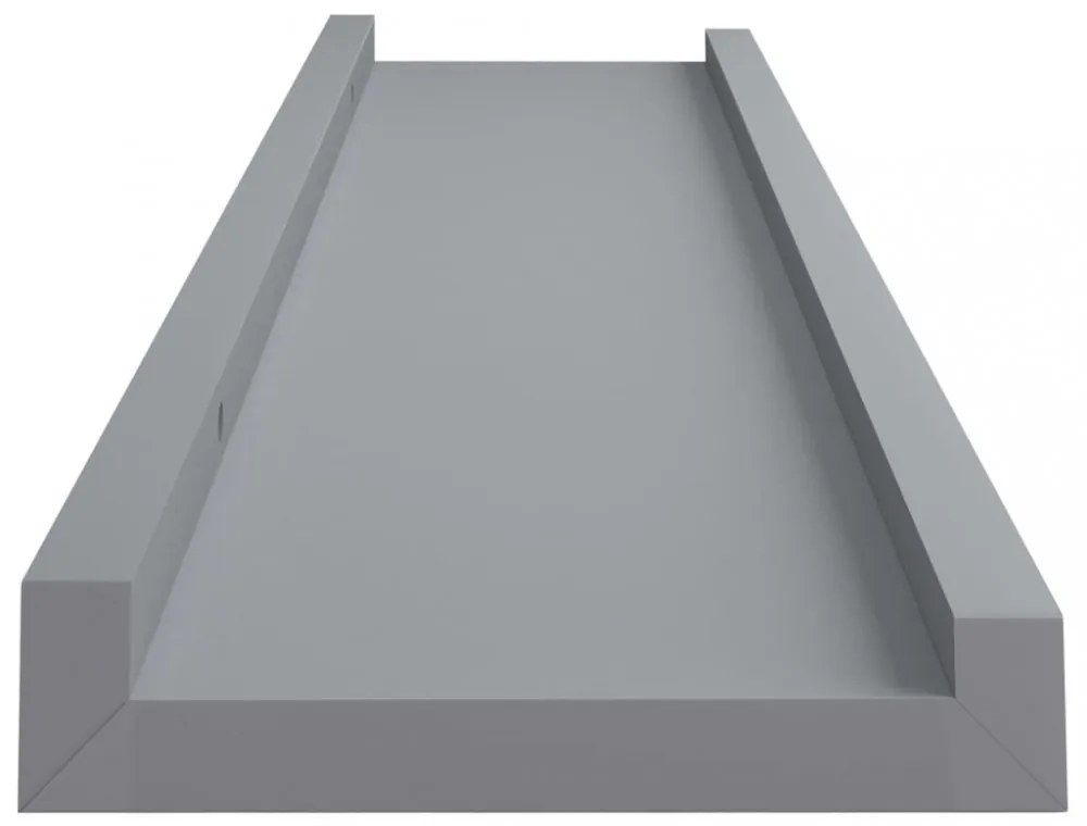 2 db szürke MDF szegélypolc képkeretekhez 40 x 9 x 3 cm