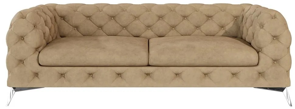 Világosbarna bársony kanapé 225 cm Chelsea – Ropez