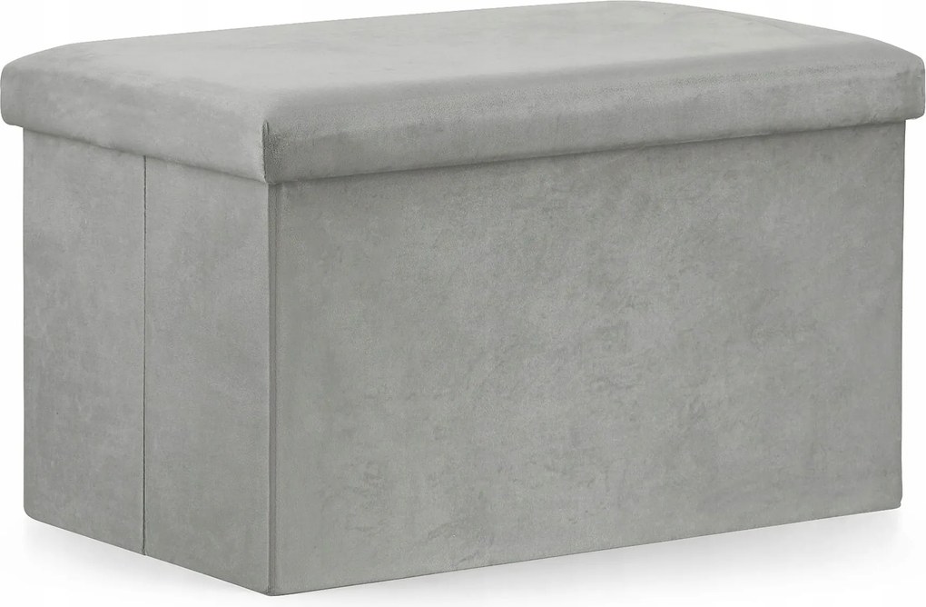 XL-es összecsukható puff tárolódobozzal 60x38x38cm bársony szürke