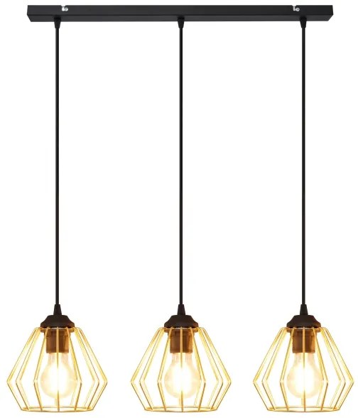 Csillár zsinóron AGAT 3xE27/15W/230V arany/fekete