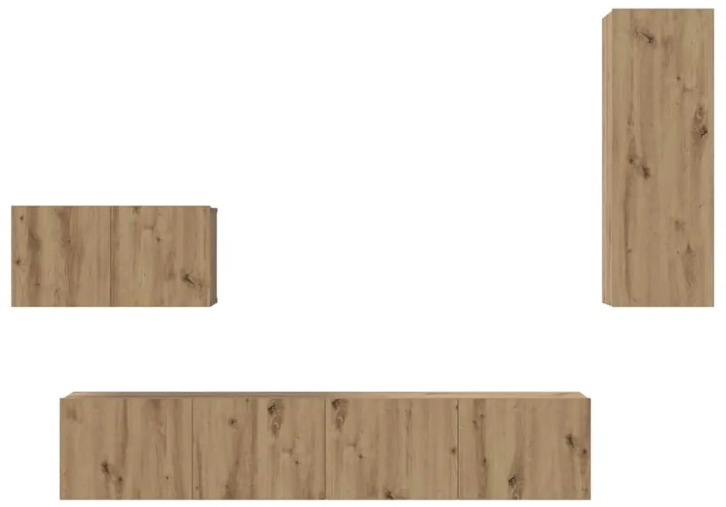Fali TV Szekrény 4 pcs kézműves tölgy 200 x 30 x 30 cm