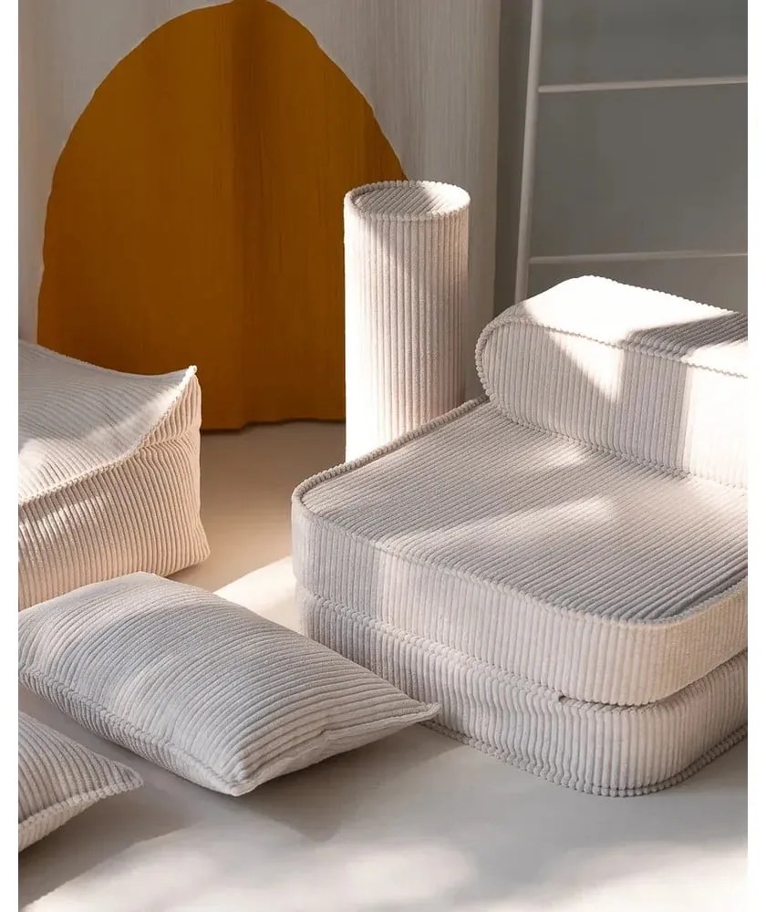 Krémszínű kordbársony párna gyerek kanapéhoz Roll – Wigiwama