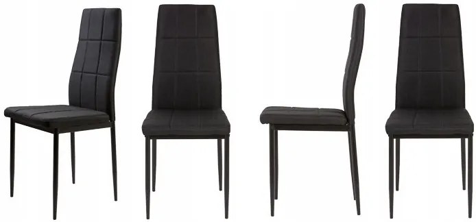 4 db-os magas háttámlájú fekete szövet étkezőszék