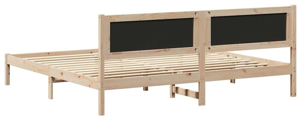 Ágykeret fejtámlával Világosszürke 200 x 200 cm Tömör fenyőfa