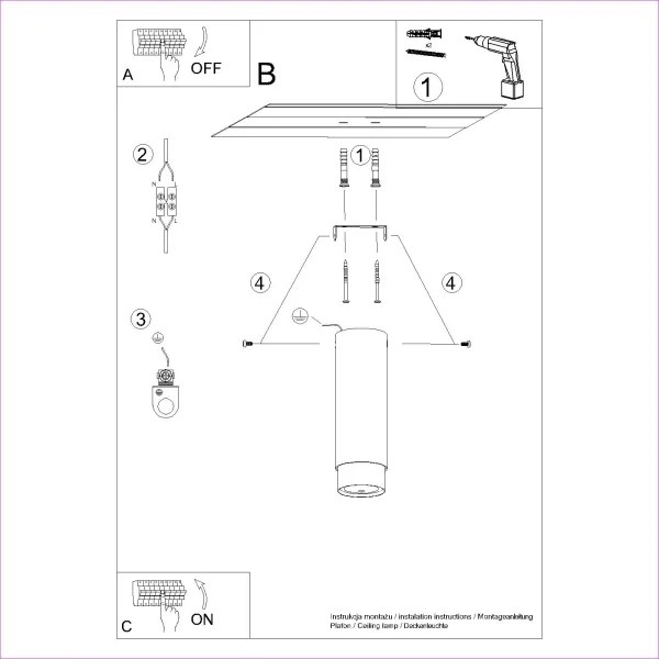 Sollux SL.1411 - Spotlámpa NERO 1xGU10/10W/230V 22,5 cm fekete/arany