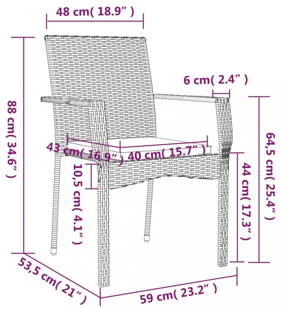 4 db szürke polyrattan kerti szék párnával