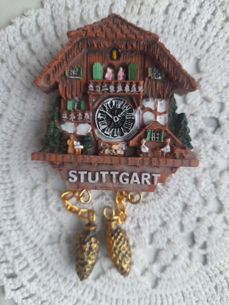 Nagy Hűtőmágnes Német Stuttgart Óra Kakukk