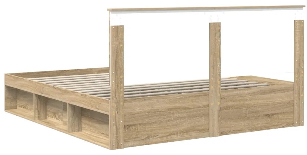 vidaXL Ágykeret fejtámlával Sonoma 200 x 200 cm Tömör fenyőfa