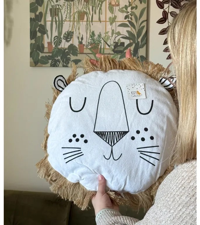 Kerek dekoratív párna LION 40 cm, fehér - több kialakítás