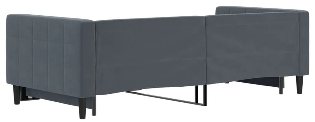 sötétszürke kihúzható bársony heverő 90 x 200 cm
