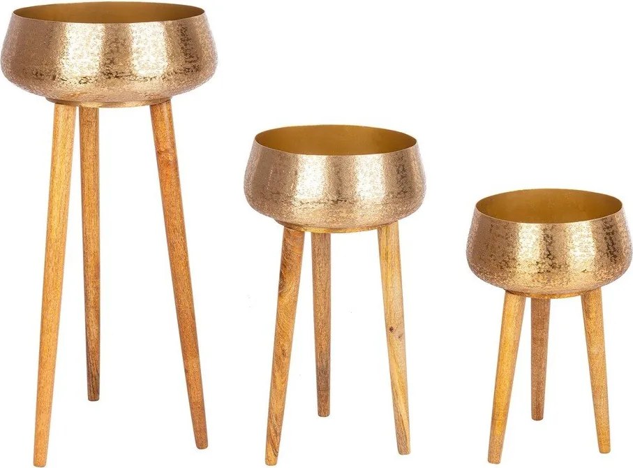 Fém kézzel készített kaspó szett 3 db-os ø 37,5 cm Varanasi – Bizzotto