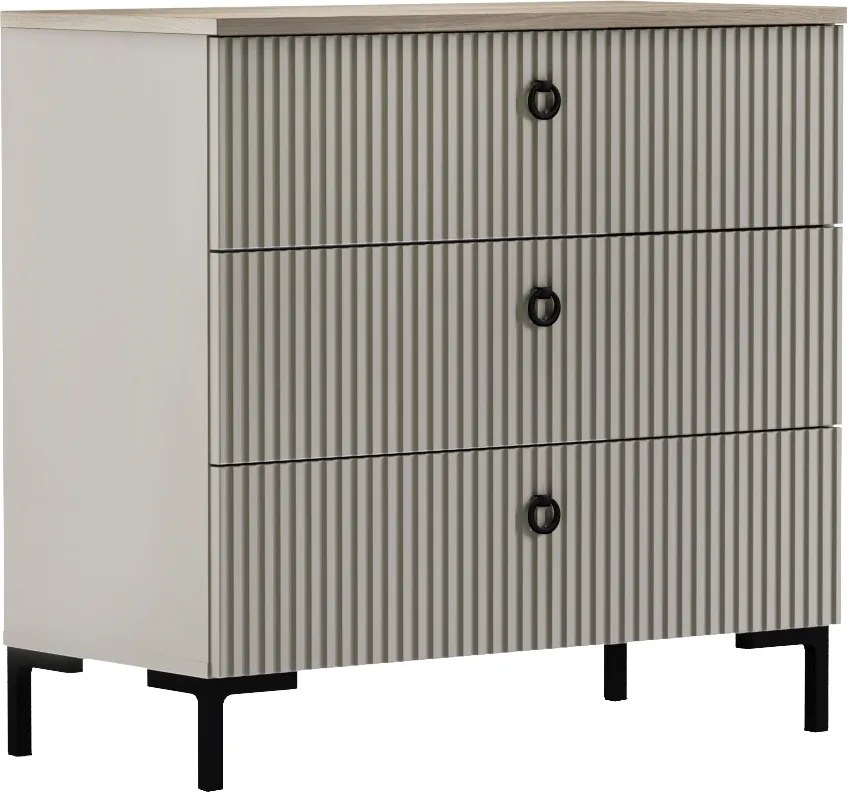 Komód, szürkésbarna Taupe/silverjack tölgy, DOMCA 3S