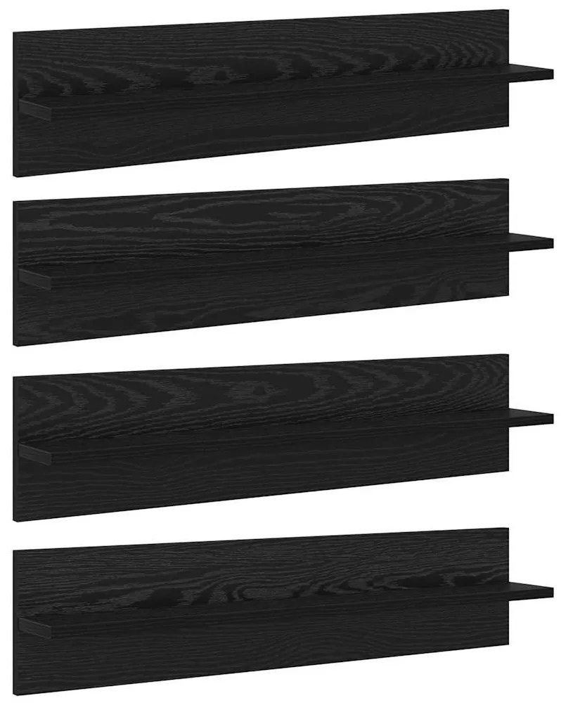 Falpolcok 4 pcs Fekete tölgy 80 x 11,5 x 18 cm Faanyag