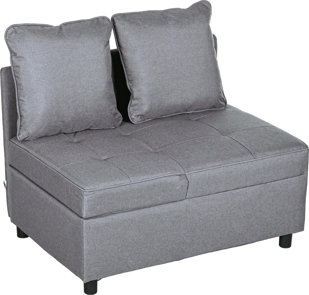 HOMCOM 3 az 1-ben Fotelágy kihúzható kanapéágy funkcióval, 2 személyes, állítható háttámlával, oldalzsebbel, párnával, kerekekkel, max. 300 kg, kis he