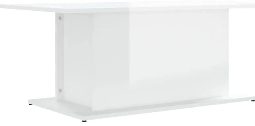 Magasfényű fehér szerelt fa dohányzóasztal 102x55,5x40 cm