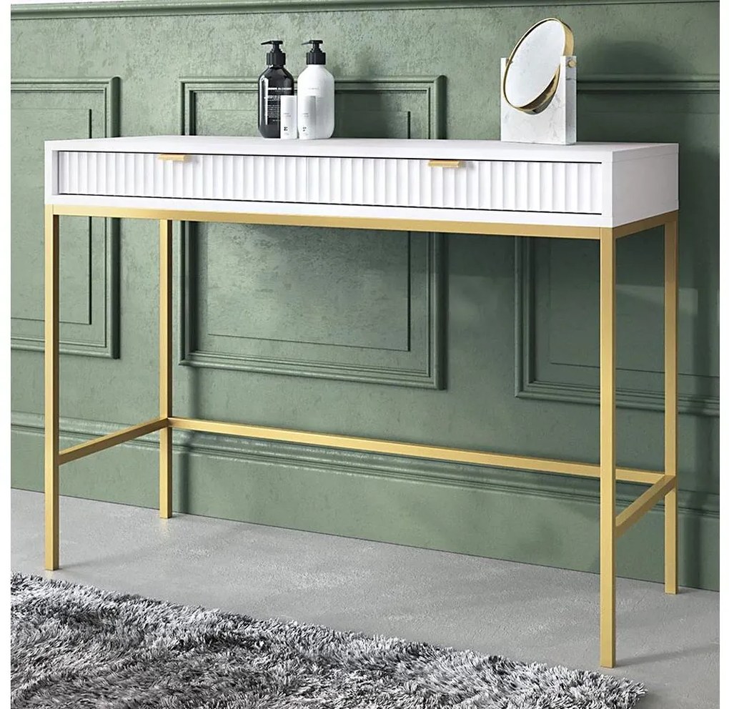 Konzolasztal NOVA 77x104 cm fehér/arany