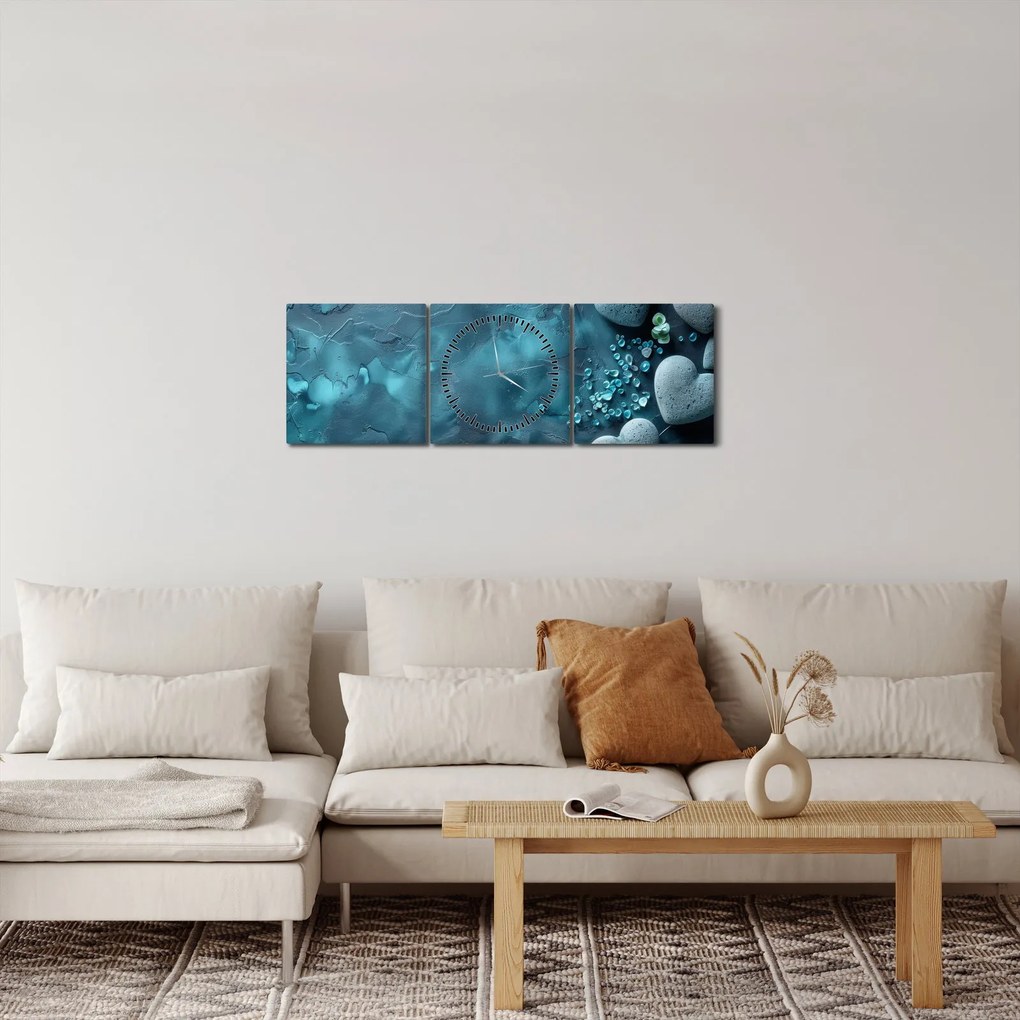Kép - Szív alakú kövek (órával) (90x30 cm)