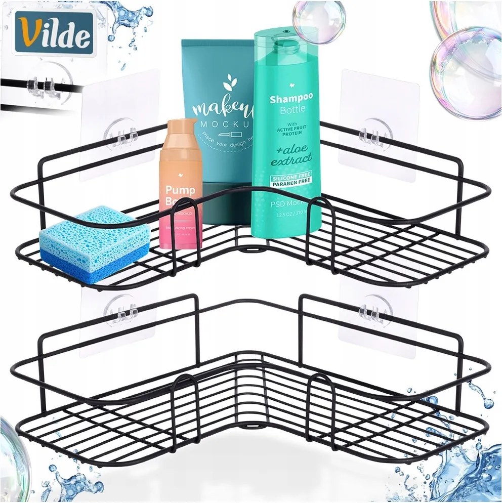 Fürdőszoba polc öntapadós zuhany kozmetikumok kiegészítők x2