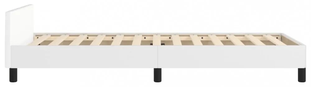 fehér műbőr ágykeret fejtámlával 80 x 200 cm