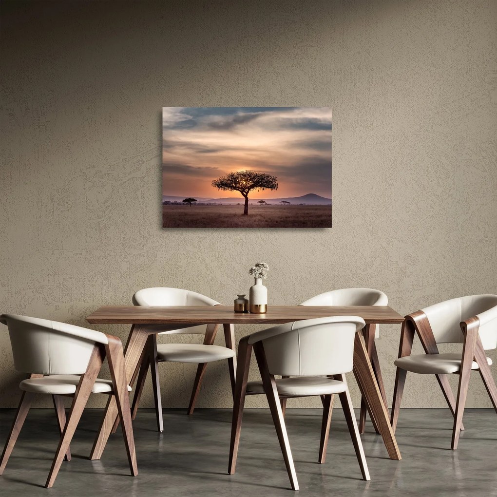 Naplemente képe Tanzániában (üvegen) (70x50 cm)