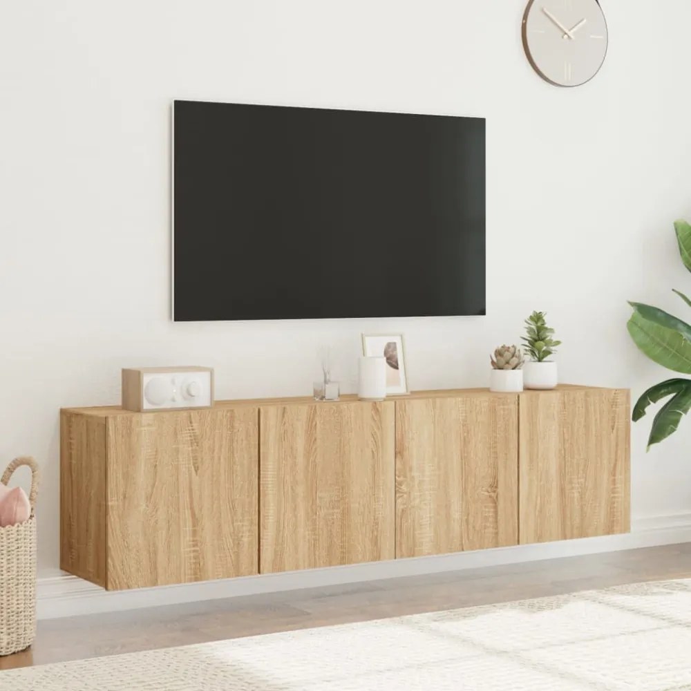 2 db sonoma tölgy színű fali TV-szekrény 80 x 30 x 41 cm