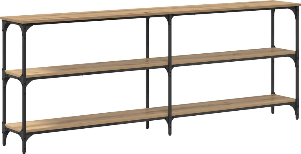 vidaXL Konzolasztal kézműves tölgy 200 x 29 x 75 cm Mérnöki fa és fém