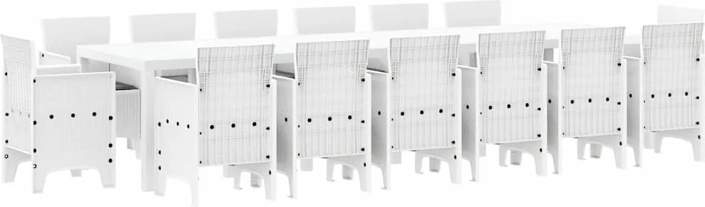 vidaXL Kert étkező szett 15 pcs Fehér Polt rattan