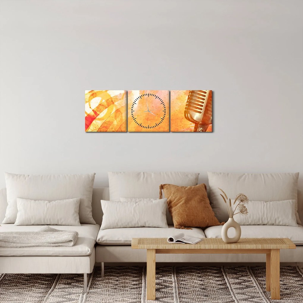 Kép - Retro mikrofon (órával) (90x30 cm)
