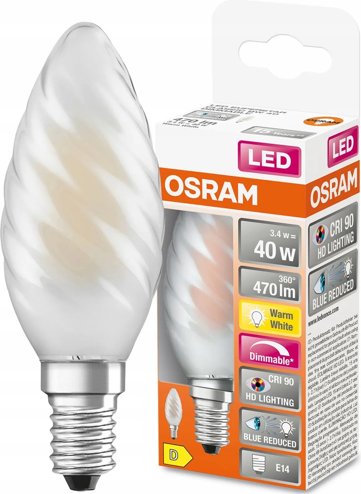 Led izzó E14 3,4W 2700K CRI90 Tompítható Osram