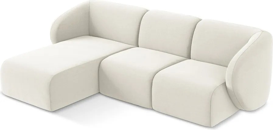 Bézs bársony sarokkanapé (bal oldali-heverő résszel) Lani – Makamii