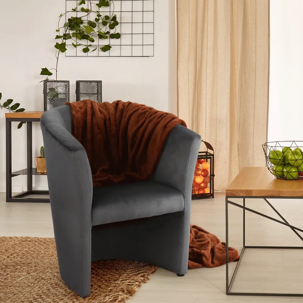 Klub fotel, szürke anyag, CUBA